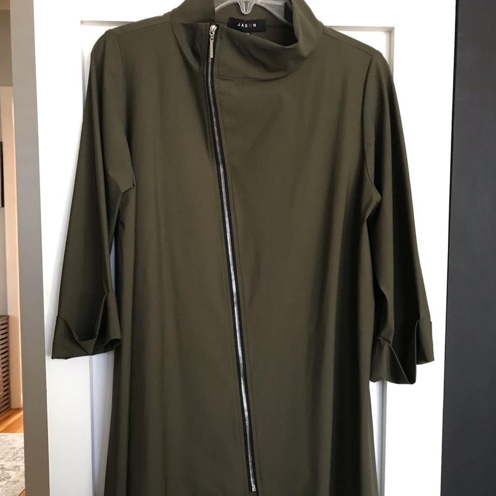 Cuffed Cropped Sleeve Asymmetric ZIip Jacket